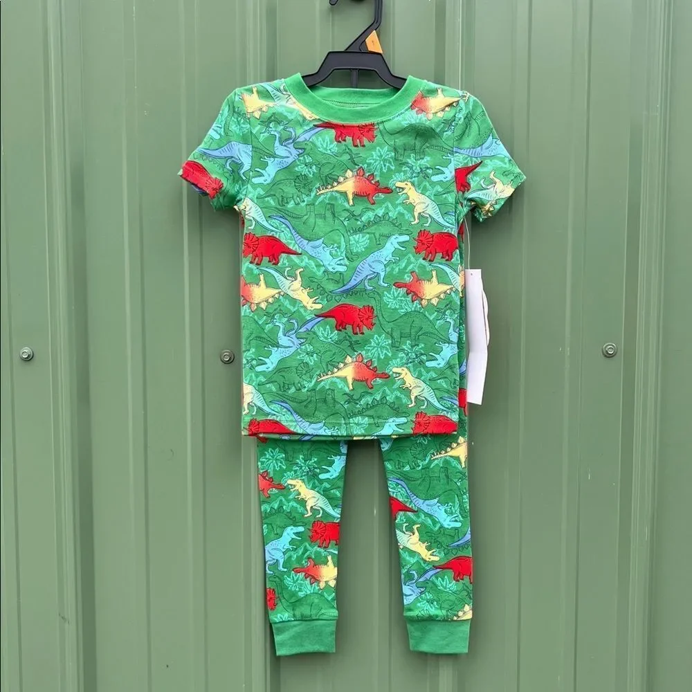 Toddler Cotton Sleep Tee & Pants Pajama Dinosaur Print 2-Piece Set Size 4T